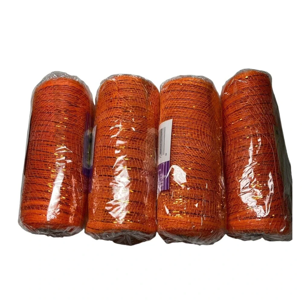 Crafters Square Halloween Orange Decorative 4 Mesh Ribbon 6 in.x 5 yd Rolls New!